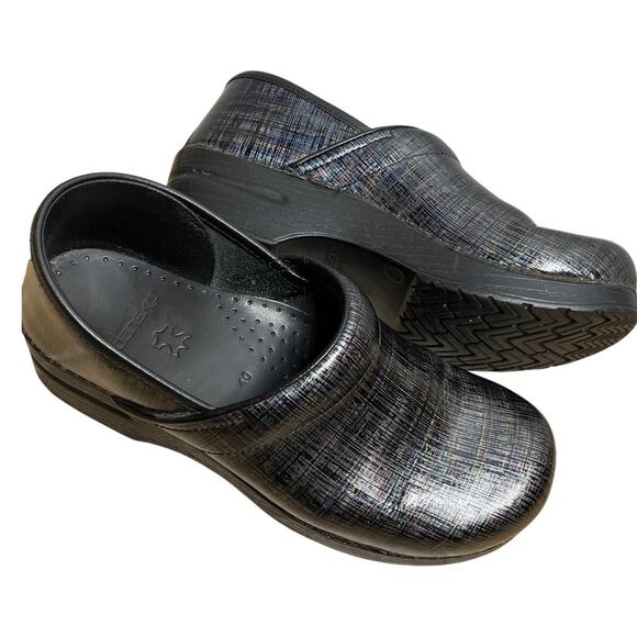 Dansko Professional Clog Slip On Shoes Black Silver Pattern Size 40 US 10-10.5 - Picture 1 of 7